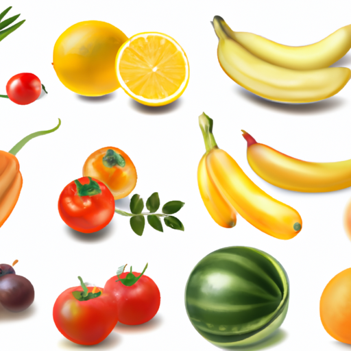 מגוון פירות וירקות המציגים מקורות טבעיים של רכיבים תזונתיים חיוניים
